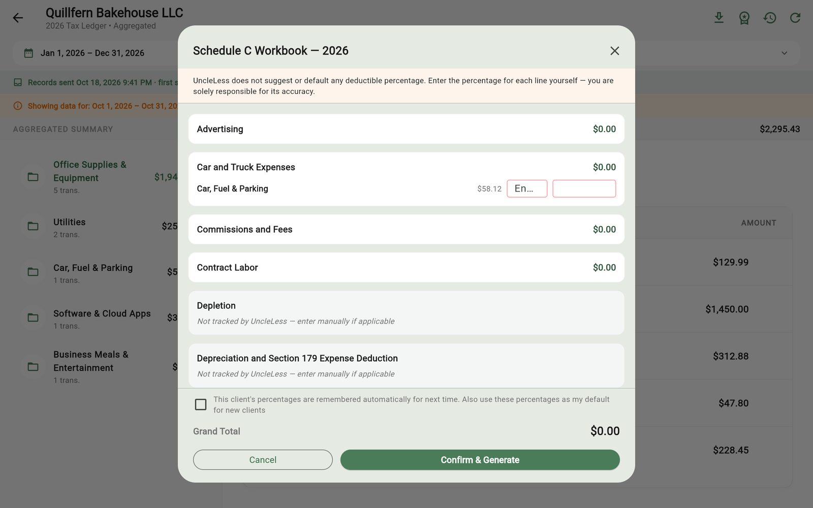 UncleLess: Schedule C Workbook (CPA plan)