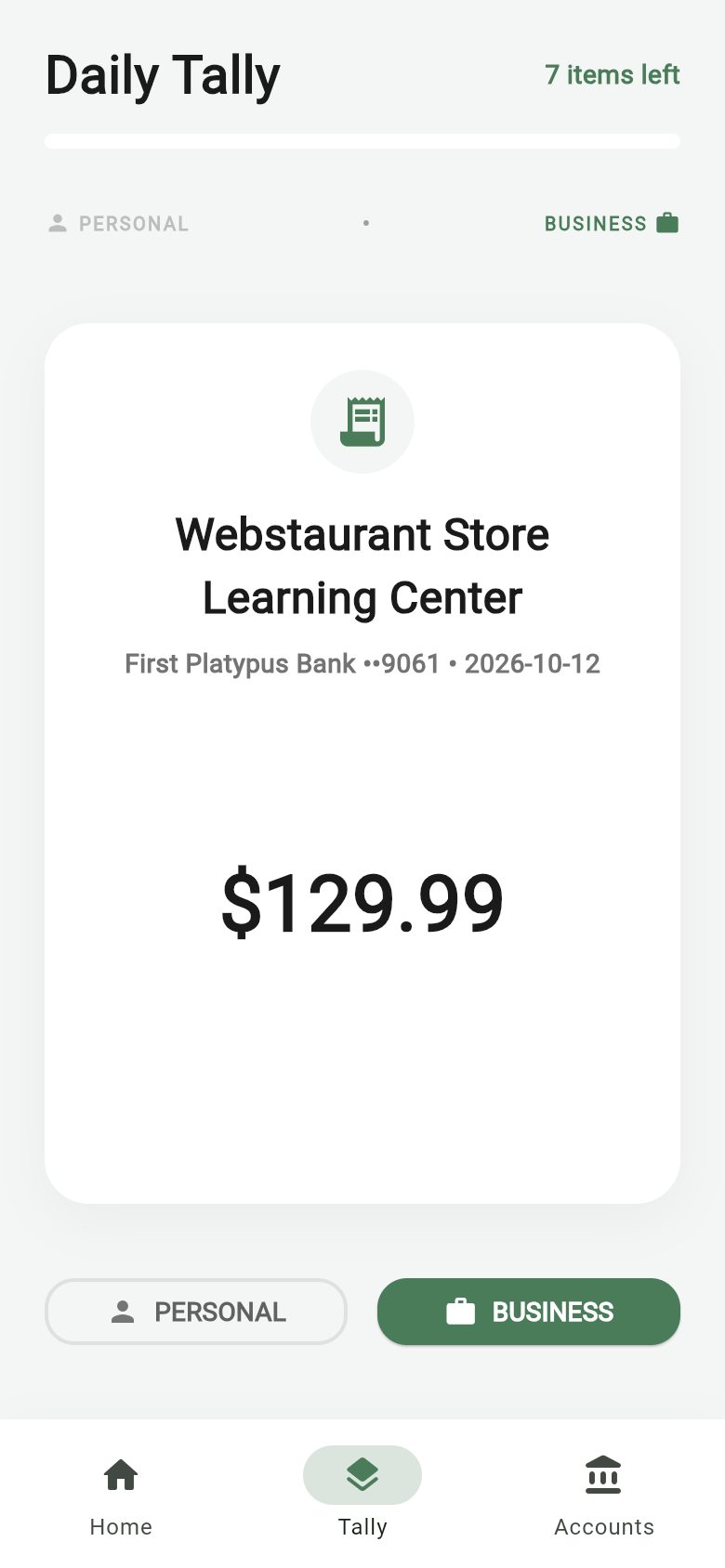 The same screen on a phone