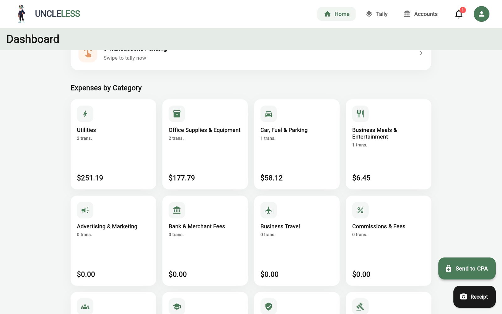 UncleLess: Your dashboard