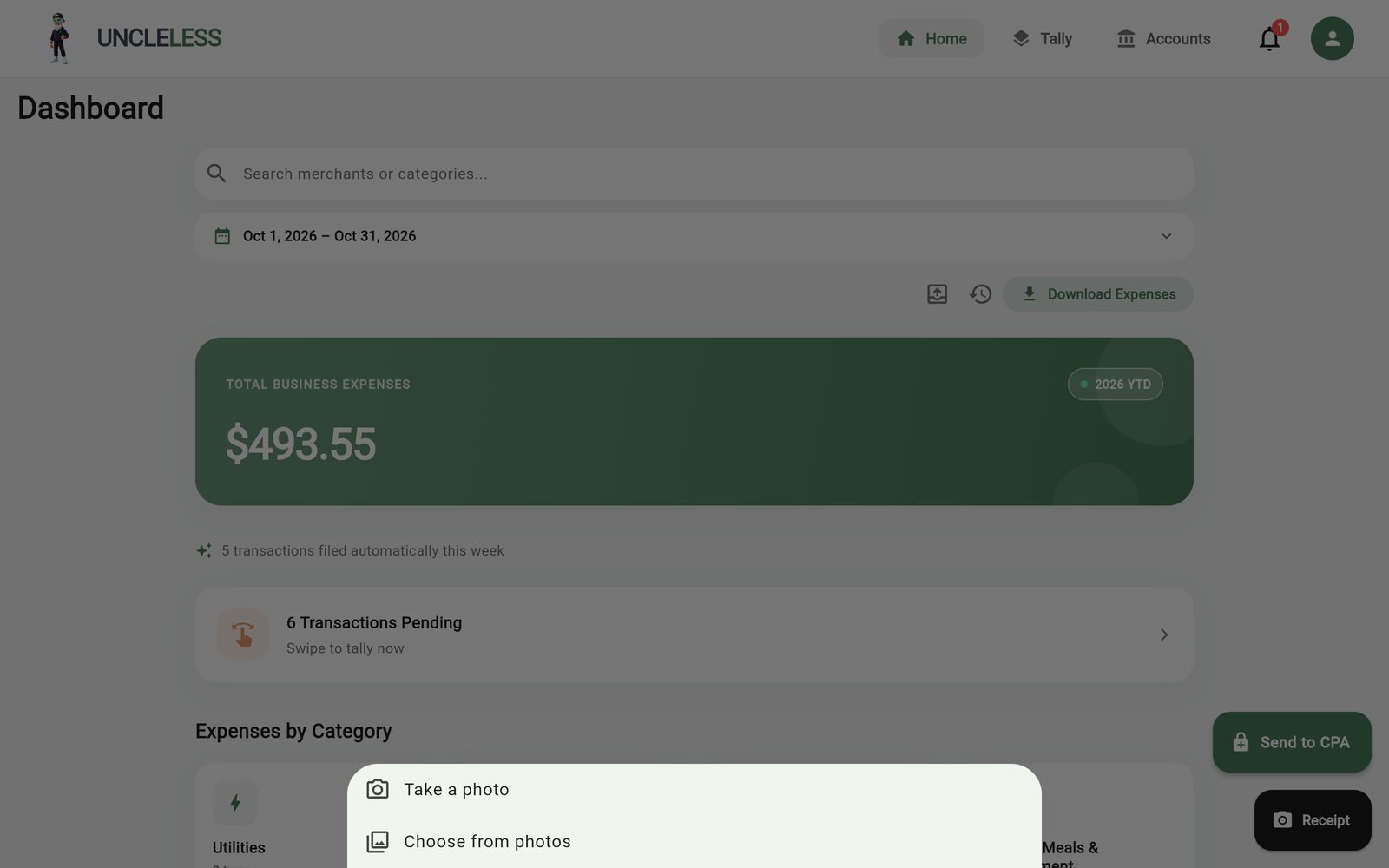 UncleLess: Receipts
