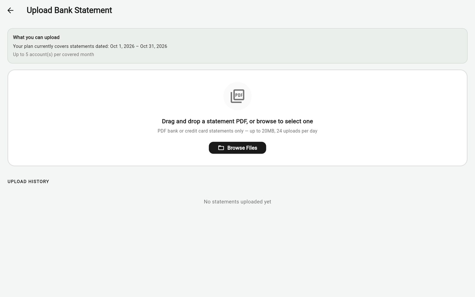 UncleLess: No bank connection? Upload a statement