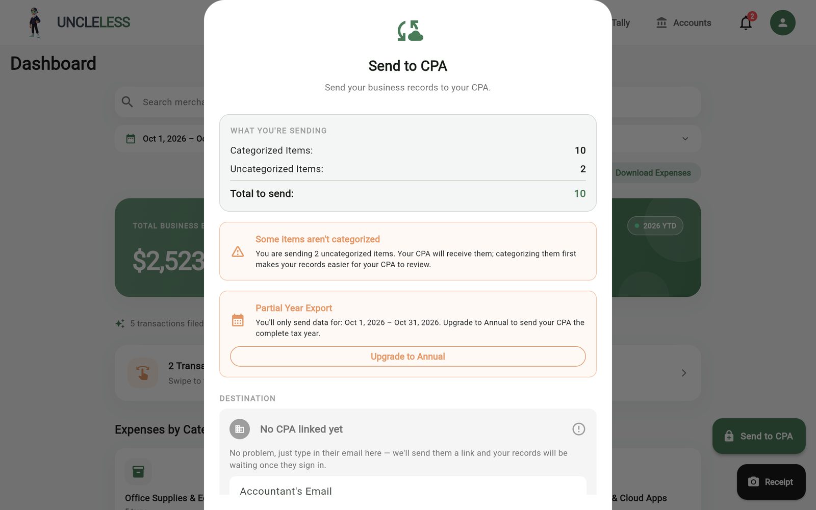 UncleLess: Invite your CPA